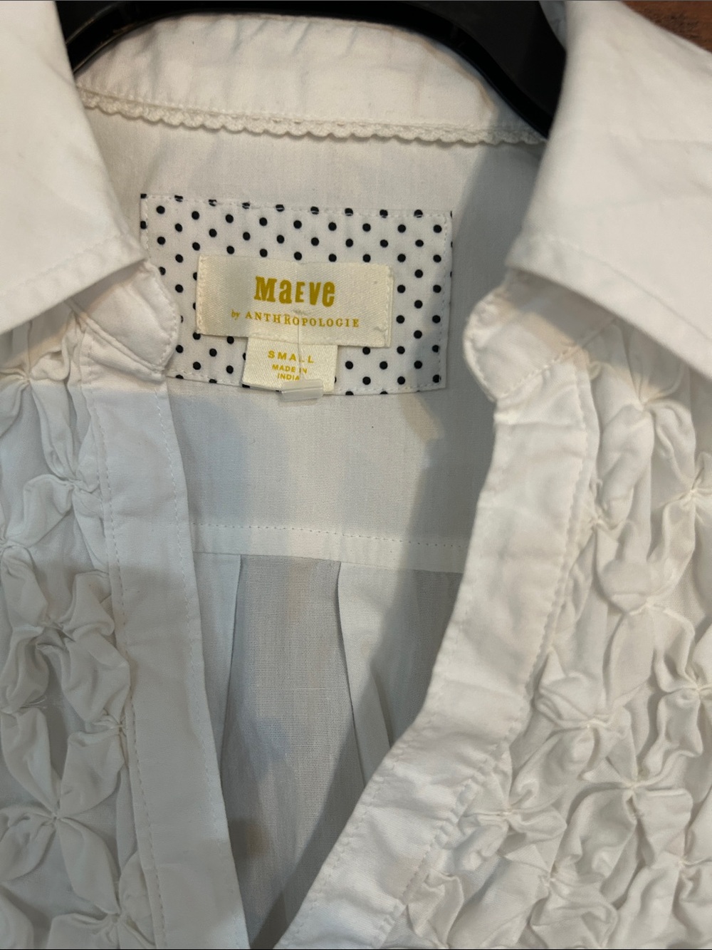 Maeve Ivory Smocked Peplum Button-Front Blouse